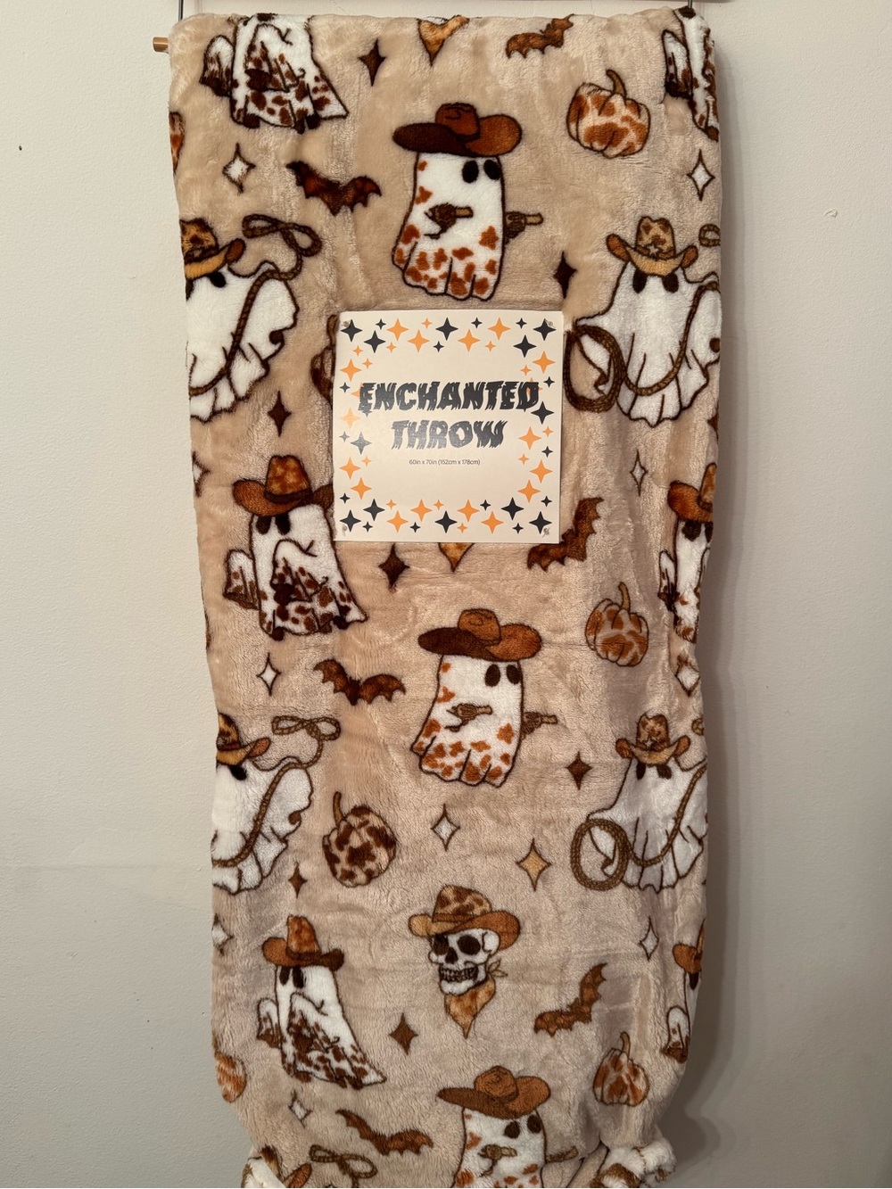 Enchanted Throw Halloween Ghost Cowboy Boots Pumpkin Blanket